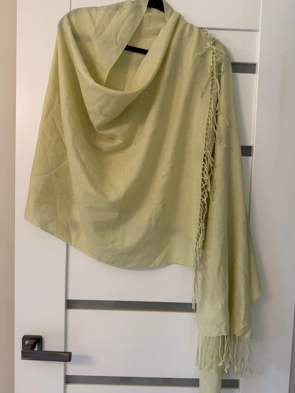 Light Green Fringed Shawl Wrap - Women’s Scarf